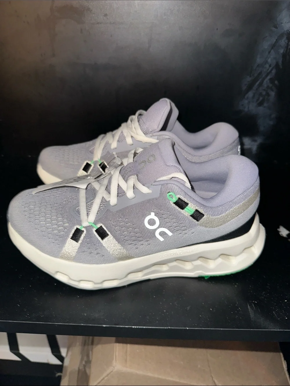 On Running Women's Cloud Sneakers — Light Gray with Mint Accents